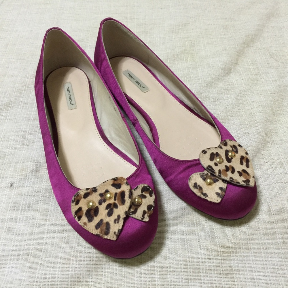 Fuchsia Leopard Heart Ballet Flats - Unbranded